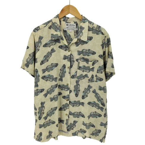 コロンビア Columbia 魚 レーヨンオープンカラーシャツ メンズ import:L