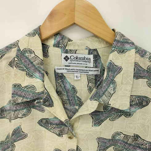 コロンビア Columbia 魚 レーヨンオープンカラーシャツ メンズ import:L
