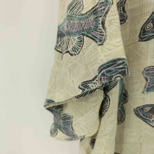 コロンビア Columbia 魚 レーヨンオープンカラーシャツ メンズ import:L