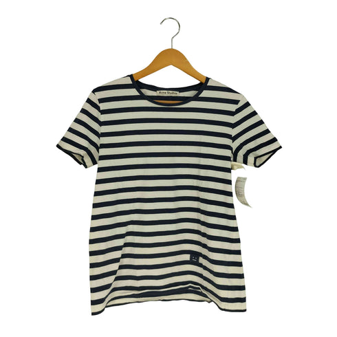 アクネストゥディオズ ACNE STUDIOS フェイスモチーフワッペン ボーダー クルーネック Tシャツ レディース import:XS