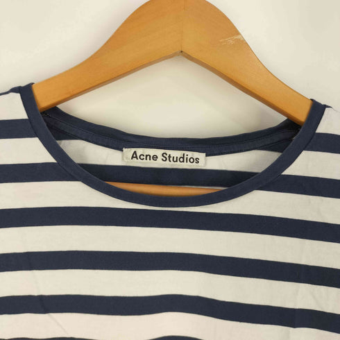 アクネストゥディオズ ACNE STUDIOS フェイスモチーフワッペン ボーダー クルーネック Tシャツ レディース import:XS