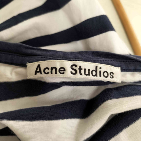 アクネストゥディオズ ACNE STUDIOS フェイスモチーフワッペン ボーダー クルーネック Tシャツ レディース import:XS