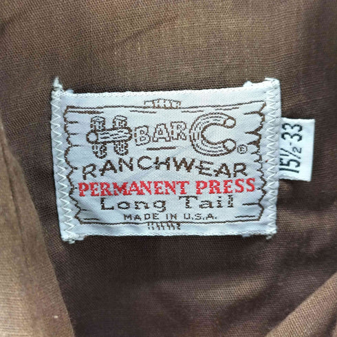 エイチバーシー H BAR C RANCHWEAR 70S USA製 襟芯 ウエスタンシャツ メンズ 33