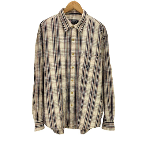チャップスラルフローレン CHAPS RALPH LAUREN エンブレム刺繍 チェック シアサッカー L/S シャツ メンズ 2L
