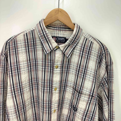チャップスラルフローレン CHAPS RALPH LAUREN エンブレム刺繍 チェック シアサッカー L/S シャツ メンズ 2L