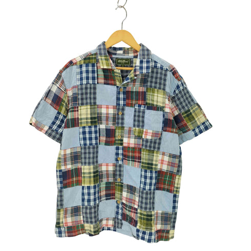エディーバウアー Eddie Bauer チェック柄パッチワーク開襟シャツ メンズ JPN:M