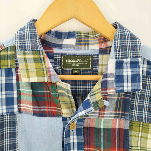 エディーバウアー Eddie Bauer チェック柄パッチワーク開襟シャツ メンズ JPN:M