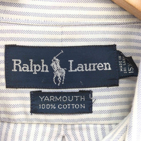 ラルフローレン RALPH LAUREN 90s YARMOUTH ポニー刺繍 ストライプ ボタンダウンシャツ メンズ 15 1/2 - 33