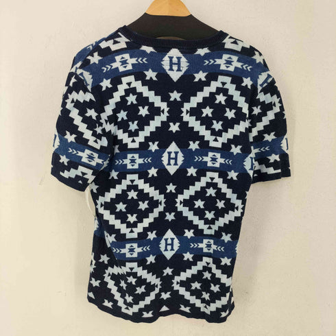 ハリウッドランチマーケット HOLLYWOOD RANCH MARKET INDIGO DYE オルテガ クルーネック ニットTシャツ メンズ JPN:2