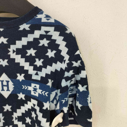 ハリウッドランチマーケット HOLLYWOOD RANCH MARKET INDIGO DYE オルテガ クルーネック ニットTシャツ メンズ JPN:2