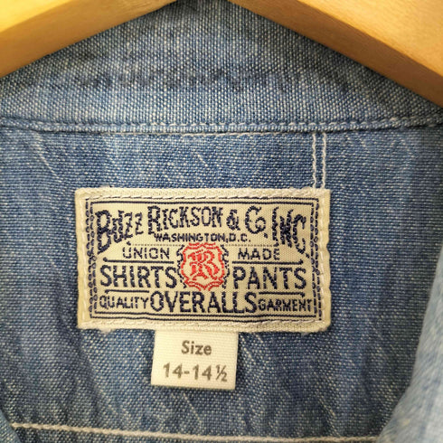 バズリクソンズ BUZZ RICKSONS BLUE CHAMBRAY S/S WORK SHIRT メンズ 14-14 1/2