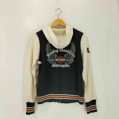 ハーレーダビッドソン HARLEY-DAVIDSON 両面刺繍 ジップアップパーカー レディース