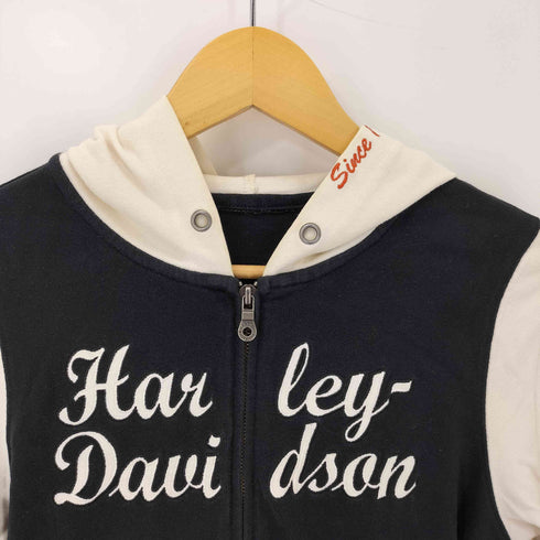 ハーレーダビッドソン HARLEY-DAVIDSON 両面刺繍 ジップアップパーカー レディース