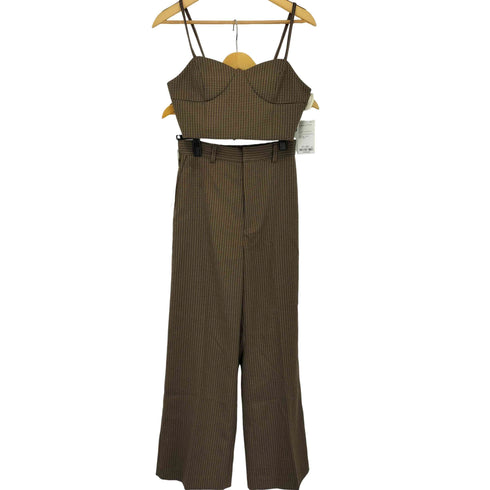 ラウンジドレス Loungedress ヘリンボンワイドパンツ ビスチェ セットアップ レディース M