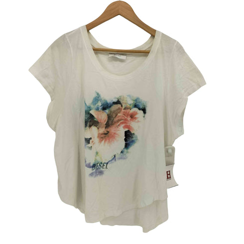 ディーゼル DIESEL 00s 花柄 水彩画 プリント半袖Tシャツ レディース import:S