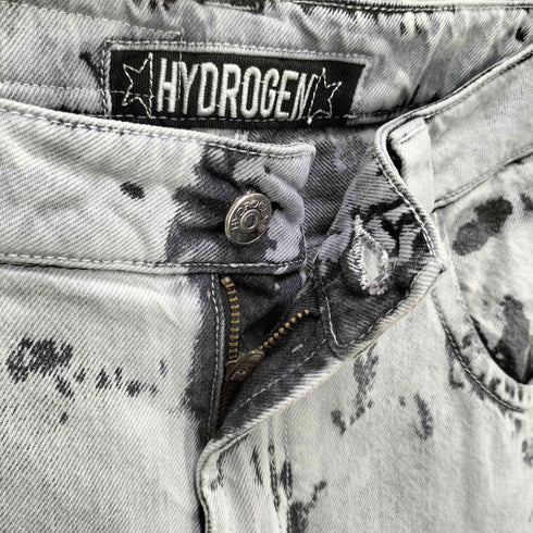 ハイドロゲン HYDROGEN イタリア製 リフレクターテープ ケミカルウォッシュ ダメージ リペア デニム パンツ Y2K メンズ 7