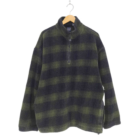 ギャップ Gap 00S OLD オンブレチェック ビッグサイズハーフジップフリース メンズ XL