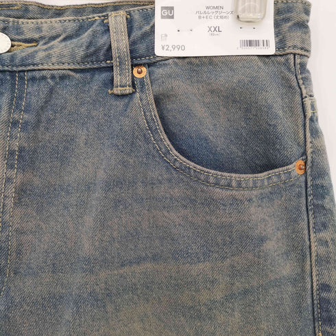 ジーユー GU バレルレッグジーンズ 丈短め レディース JPN:XXL