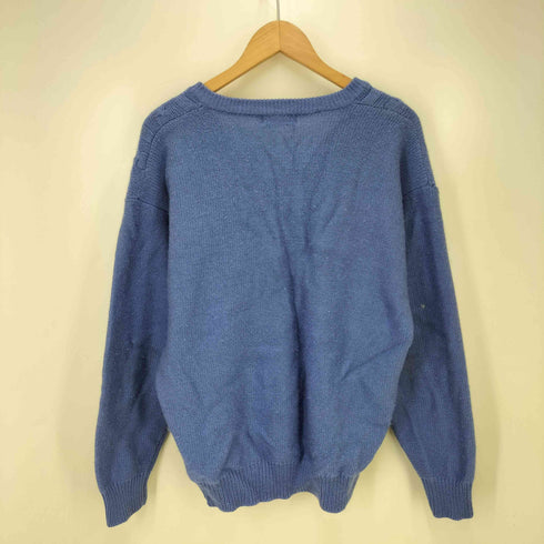 フレッドペリー FRED PERRY SPORTSWEAR 80S エンブレム ワッペン Vネック ケーブル ニット セーター レディース import:L