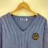 フレッドペリー FRED PERRY SPORTSWEAR 80S エンブレム ワッペン Vネック ケーブル ニット セーター レディース import:L