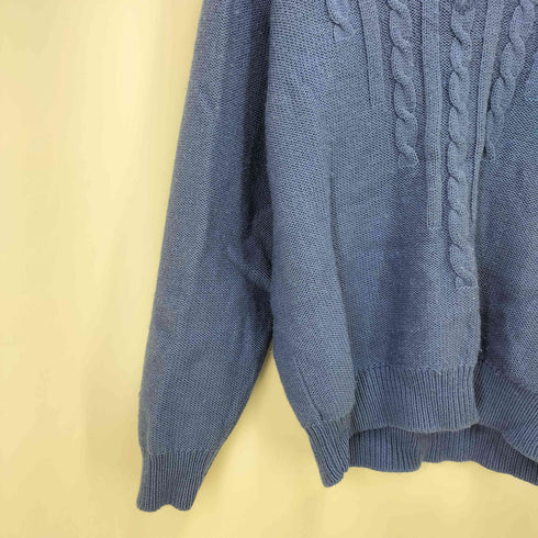 フレッドペリー FRED PERRY SPORTSWEAR 80S エンブレム ワッペン Vネック ケーブル ニット セーター レディース import:L