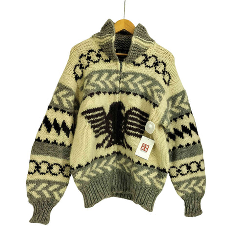 BEVIN FOR MARKET ネイティブ柄 ジップアップ カウチン ニットセーター メンズ import:L