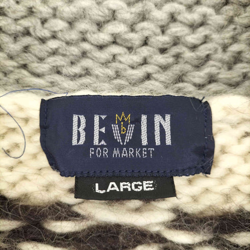 BEVIN FOR MARKET ネイティブ柄 ジップアップ カウチン ニットセーター メンズ import:L