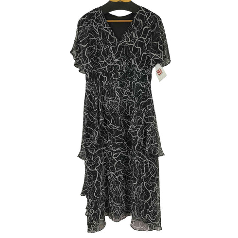 総柄シアーフリルワンピース レディース XL