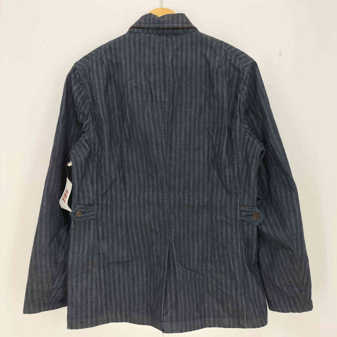 アレキサンダージュリアン ALEXANDER JULIAN 背抜き ストライプ 襟レザー カバーオール ハンティング サファリジャケット メンズ import:L