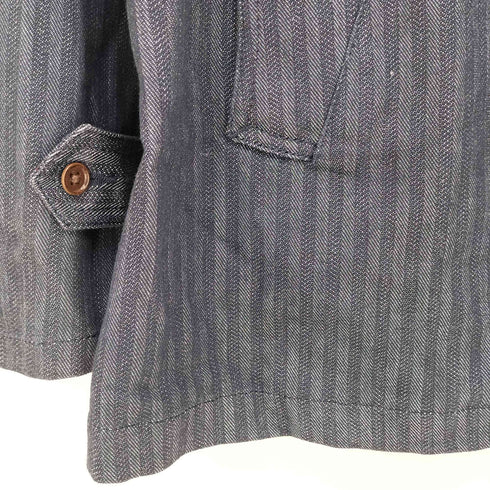 アレキサンダージュリアン ALEXANDER JULIAN 背抜き ストライプ 襟レザー カバーオール ハンティング サファリジャケット メンズ import:L