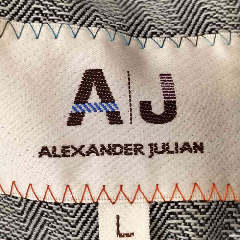 アレキサンダージュリアン ALEXANDER JULIAN 背抜き ストライプ 襟レザー カバーオール ハンティング サファリジャケット メンズ import:L