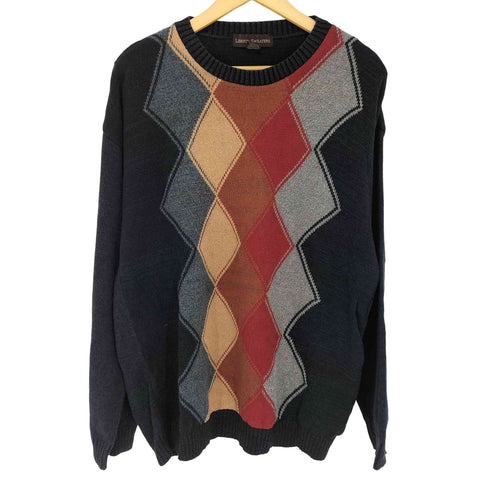 90S MADE IN USA コットン ダイヤ柄 クルーネックニット メンズ import:XL
