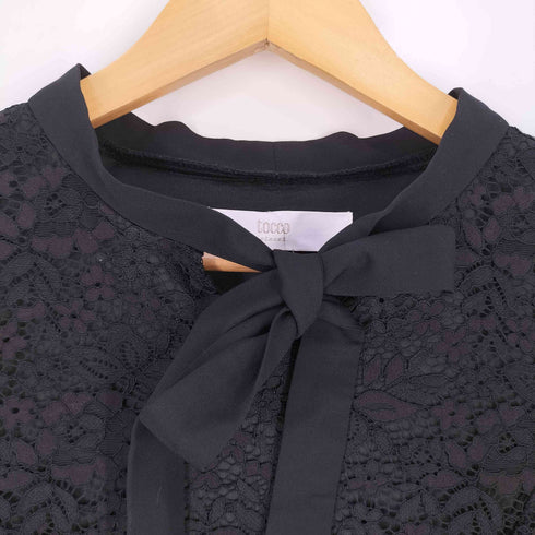 トッコクローゼット tocco closet ボウタイリボン 配色 フラワーレース ワンピース レディース JPN:M