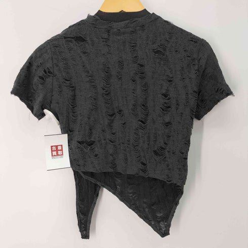 ドットコム .KOM S/S カットアウトダメージ加工Tシャツ レディース