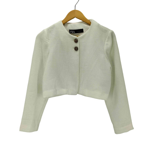 ザラ ZARA Cropped Buttoned Textured Jacket 金ボタン レディース import:M
