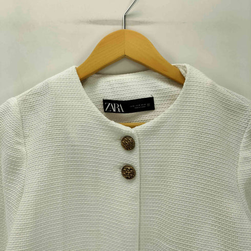 ザラ ZARA Cropped Buttoned Textured Jacket 金ボタン レディース import:M