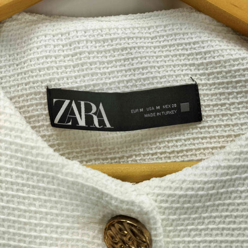 ザラ ZARA Cropped Buttoned Textured Jacket 金ボタン レディース import:M