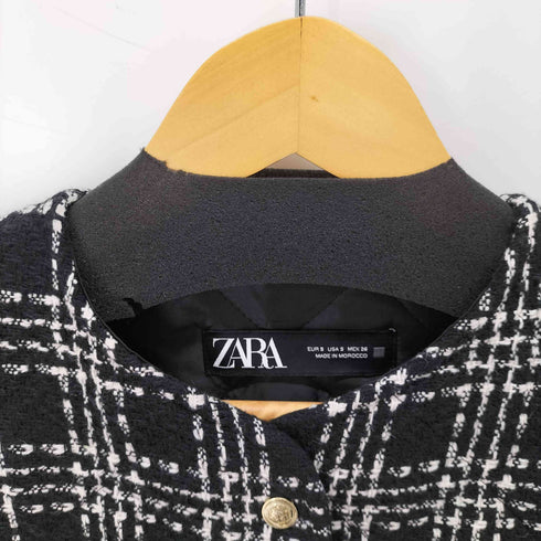 ザラ ZARA Textured Weave Quilted Jacket 中キルティング ツイードジャケット レディース import:S