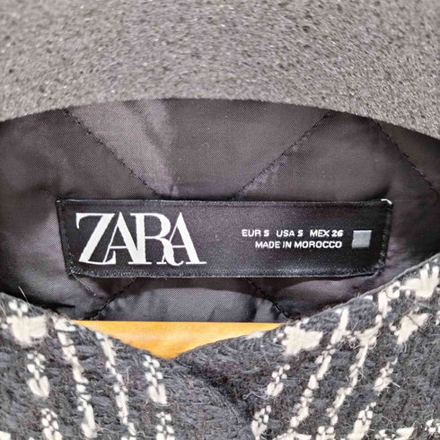 ザラ ZARA Textured Weave Quilted Jacket 中キルティング ツイードジャケット レディース import:S