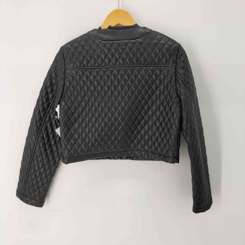 ザラ ZARA エコレザーノーカラーキルティングジャケット レディース import:M