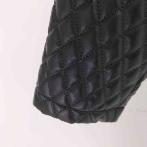 ザラ ZARA エコレザーノーカラーキルティングジャケット レディース import:M