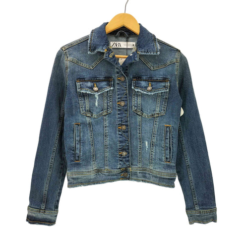 ザラ ZARA ダメージデニムジャケット レディース import:XS