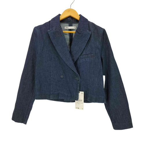 ザラ ZARA クロップドデニムブレザー デニムジャケット レディース import:XS