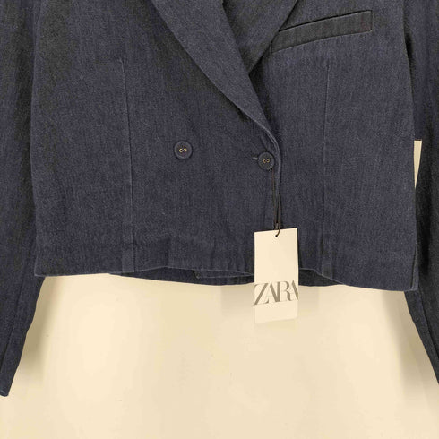 ザラ ZARA クロップドデニムブレザー デニムジャケット レディース import:XS