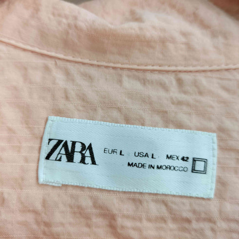 ザラ ZARA シアサッカー オープンカラー 開襟 半袖シャツ メンズ import:L