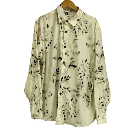ザラ ZARA リーフプリント 総柄 シャツ メンズ import:L