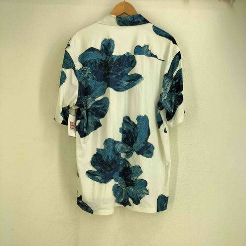 ザラ ZARA アブストラクトプリント ストレッチシャツ 半袖シャツ オープンシャツ メンズ import:L