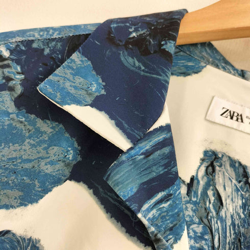 ザラ ZARA アブストラクトプリント ストレッチシャツ 半袖シャツ オープンシャツ メンズ import:L