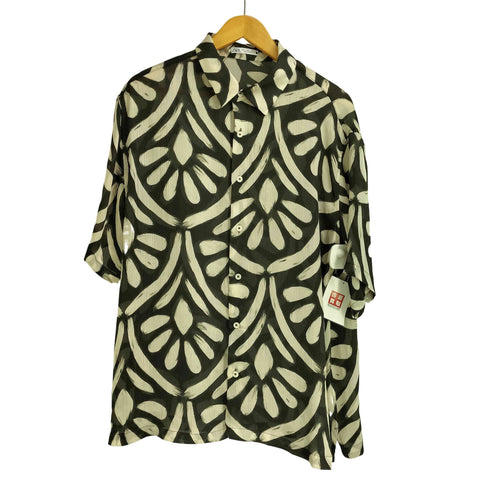 ザラ ZARA 総柄 半袖シアーシャツ メンズ import:L