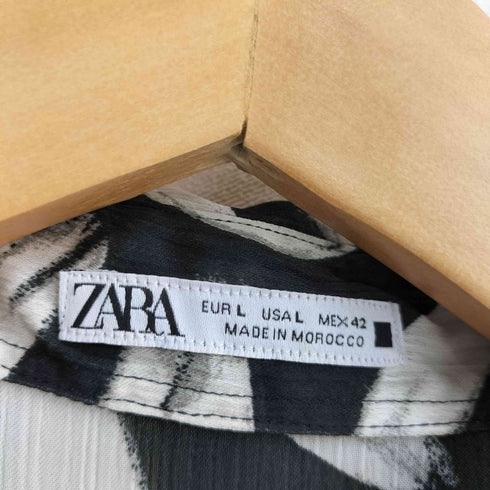ザラ ZARA 総柄 半袖シアーシャツ メンズ import:L